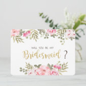 おしゃれな水彩花イラストのブライズメイドカード 招待状 (スタンド正面)