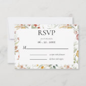 おしゃれな水彩花イラスト モダン 出欠カード (裏面)