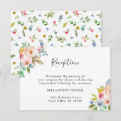 おしゃれな水彩花柄のウェディングパーティの詳細 招待状 (正面/裏面)