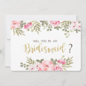 おしゃれな水彩花柄のブライズメイドカード 招待状 (正面)