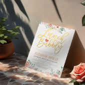 おしゃれな水彩花柄ランチ会　ポップな結婚前お披露目パーティー 招待状