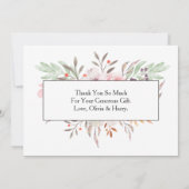 おしゃれな水彩花模様のゴールドハートの感謝カード サンキューカード (裏面)