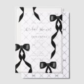 おしゃれな水彩黒リボン フォーマル ブライダル シャワー ベラム紙招待状 (オフセット (招待状))