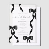 おしゃれな水彩黒リボン フォーマル ブライダル シャワー ベラム紙招待状 (オフセット)