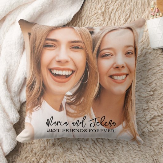 おしゃれな永遠のベストフレンド エレガント スクリプト フォト クッション (ブランケット)