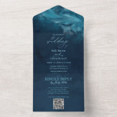 おしゃれな波と涙のRSVP付き結婚式招待状 オールインワン招待状 (内側)