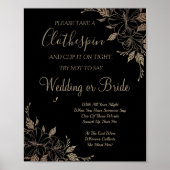 おしゃれな洗濯バサミ ブライダルシャワー ゲーム看板 ポスター (正面)