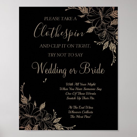 おしゃれな洗濯バサミ ブライダルシャワー ゲーム看板 ポスター (正面)