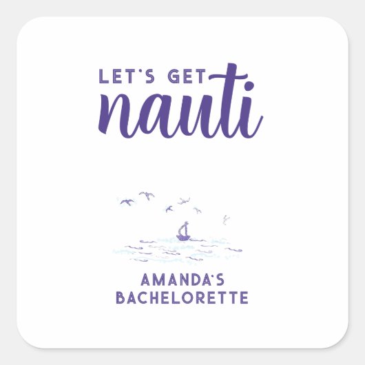 おしゃれな海のナウティクルボート独身最後のパーティー スクエアシール (正面)