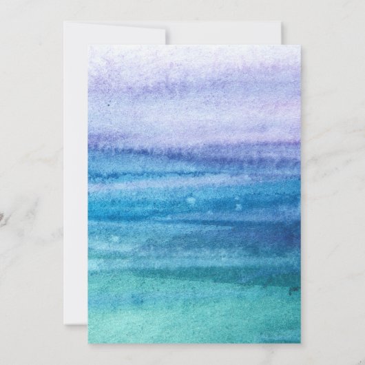 おしゃれな海の青と紫の水彩画 セーブザデート (裏面)