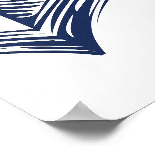 おしゃれな海軍ウェディングアンカー白 ポスター (角)