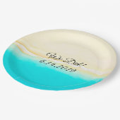 おしゃれな海辺のターコイズブルーの水のデザインの紙皿です。 ペーパープレート (アングル)