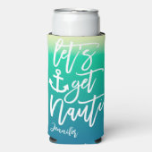 おしゃれな海辺のブルー バチェロレッテパーティー スリム缶クーラー (Seltzer正面)