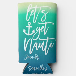 おしゃれな海辺のブルー バチェロレッテパーティー スリム缶クーラー