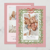 おしゃれな海辺のボウファミリー写真クリスマスホリデー シーズンカード (正面/裏面)