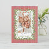 おしゃれな海辺のボウファミリー写真クリスマスホリデー シーズンカード (スタンド正面)