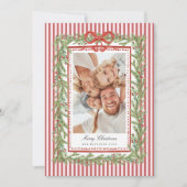 おしゃれな海辺のボウファミリー写真クリスマスホリデー シーズンカード (正面)