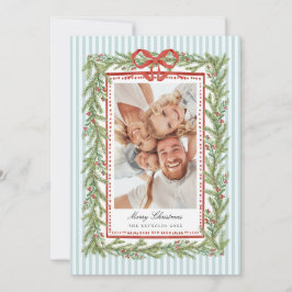 おしゃれな海辺のボウファミリー写真クリスマスホリデー シーズンカード