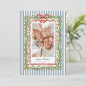 おしゃれな海辺のボウファミリー写真クリスマスホリデー シーズンカード (スタンド正面)