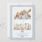 おしゃれな海辺のボウファミリー写真クリスマスホリデー シーズンカード (裏面)