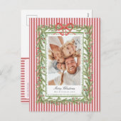 おしゃれな海辺のボウファミリー写真クリスマスホリデー シーズンポストカード (正面/裏面)