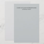 おしゃれな清潔感のあるシンプルなグレーコンサルタントビジネス 便箋 (正面/裏面)