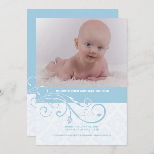 おしゃれな渦巻き写真 出生発表 案内状 (正面/裏面)