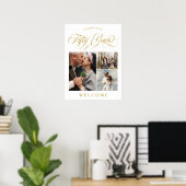 おしゃれな渦巻き模様と写真の50周年結婚記念日ウェルカム ポスター (ホームオフィス)