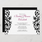 おしゃれな渦巻き装飾の花嫁のシャワーパーティー招待状 招待状 (正面/裏面)