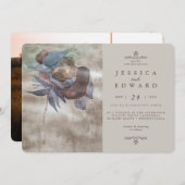 おしゃれな焼き込みオンブレ水彩花写真ウェディング 招待状 (正面/裏面)