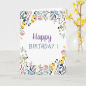 おしゃれな牧草地の花の誕生日 カード (黄色い花)