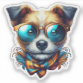 おしゃれな犬のサングラス姿 モダンなペットアート シール (正面)