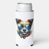 おしゃれな犬のサングラス姿 モダンなペットアート スリム缶クーラー (Seltzer正面)
