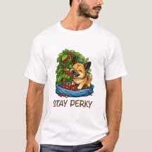 おしゃれな犬のプリントコーヒーTシャツをステイ パークィ