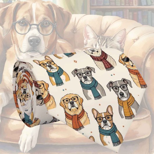 おしゃれな犬の眼鏡イラスト ネクタイ