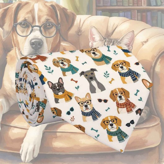おしゃれな犬の眼鏡イラスト ネクタイ