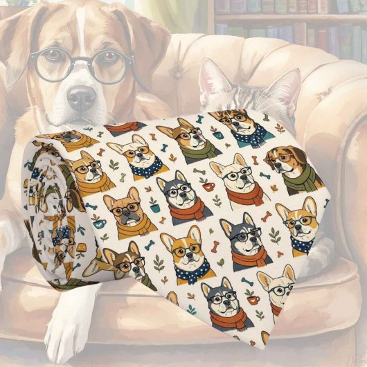 おしゃれな犬の眼鏡イラスト ネクタイ