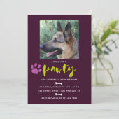 おしゃれな犬または子犬の誕生日パーティーの写真招待状 招待状 (スタンド正面)