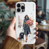 おしゃれな犬好きと花 iPhoneケース