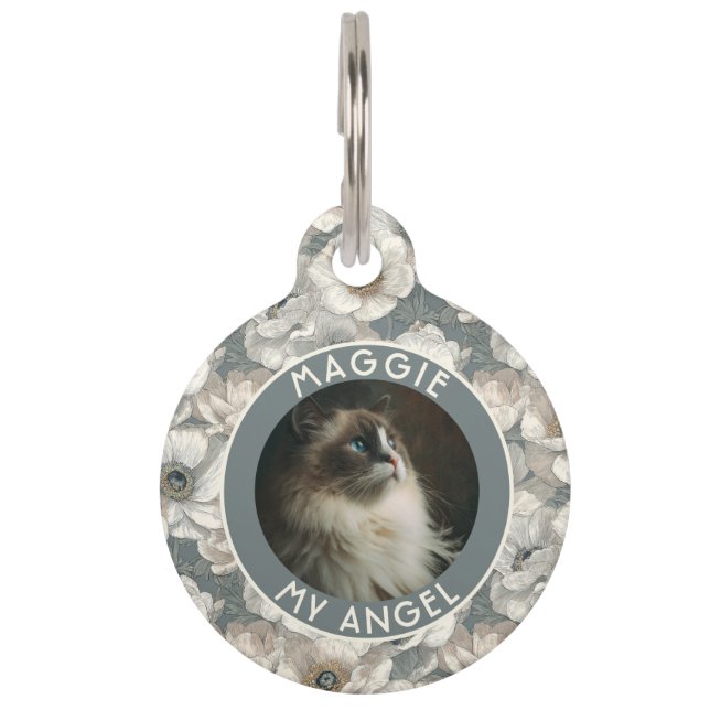 おしゃれな犬好きのためのプレゼント アネモネの花 ペット　ネームタグ (正面)