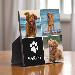 おしゃれな犬好きのための3枚の写真の組み合わせたプレート フォトプラーク