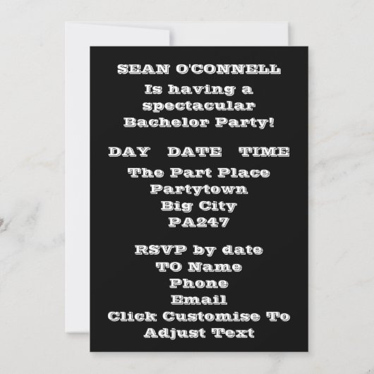 おしゃれな独身パーティー 招待状 (裏面)