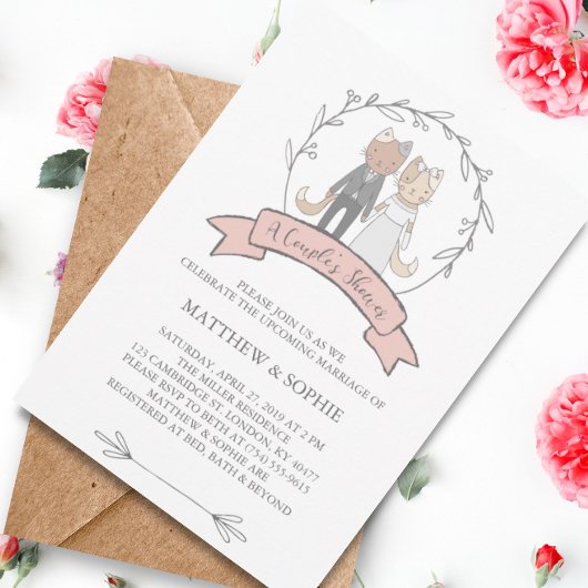 おしゃれな猫たち　カップルシャワー招待状 招待状