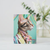 おしゃれな猫のカードを考えて描いたよ 招待状 (スタンド正面)