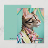 おしゃれな猫のカードを考えて描いたよ 招待状 (正面/裏面)