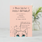 おしゃれな猫の誕生日お祝い 招待状 (スタンド正面)