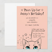 おしゃれな猫の誕生日お祝い 招待状 (正面/裏面)