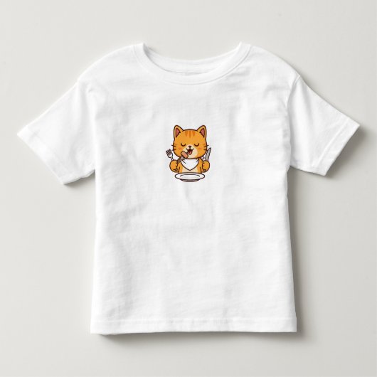 おしゃれな猫の食事 - Tシャツ (正面)