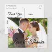 おしゃれな現代のカリグラフィー　愛と感謝のウェディング ポストカード (正面/裏面)