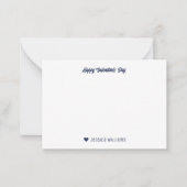 おしゃれな現代のハート柄 青 ピンク バレンタインデー ノートカード (正面)